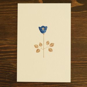 ガリ版印刷物-ハガキ‐夜空の花