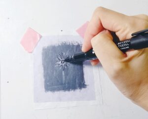 ガリ版版画の１種類「描圧還元法」