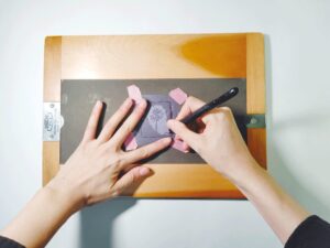 ガリ版版画の１種類「描圧還元法」