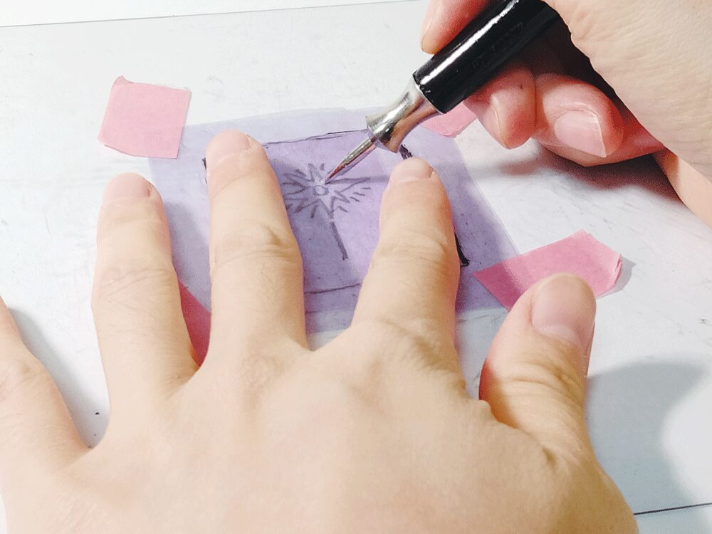 ガリ版版画の1種類「描圧還元法」